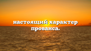 настоящий характер прованса.