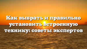 Как выбрать и правильно установить встроенную технику: советы экспертов