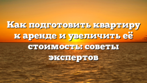 Как подготовить квартиру к аренде и увеличить её стоимость: советы экспертов