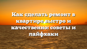 Как сделать ремонт в квартире быстро и качественно: советы и лайфхаки